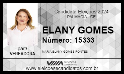 Candidato ELANY GOMES 2024 - PALMÁCIA - Eleições