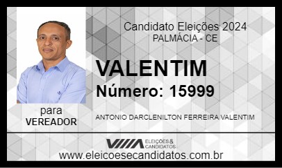 Candidato VALENTIM 2024 - PALMÁCIA - Eleições