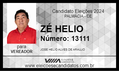 Candidato ZÉ HELIO 2024 - PALMÁCIA - Eleições