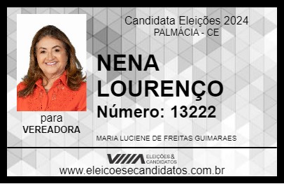 Candidato NENA LOURENÇO 2024 - PALMÁCIA - Eleições