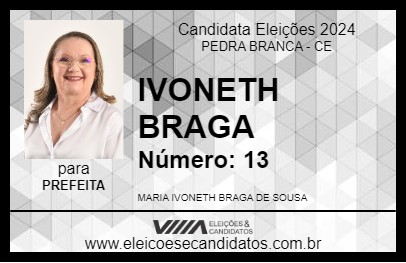 Candidato IVONETH BRAGA 2024 - PEDRA BRANCA - Eleições