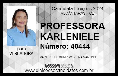 Candidato PROFESSORA KARLENIELE 2024 - ALCÂNTARAS - Eleições