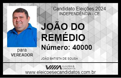 Candidato JOÃO DO REMÉDIO 2024 - INDEPENDÊNCIA - Eleições