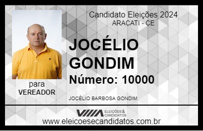 Candidato JOCÉLIO GONDIM 2024 - ARACATI - Eleições