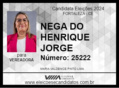 Candidato NEGA DO HENRIQUE JORGE 2024 - FORTALEZA - Eleições