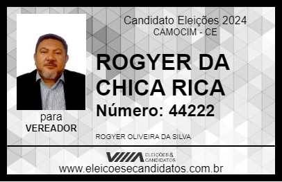 Candidato ROGYER DA CHICA RICA 2024 - CAMOCIM - Eleições