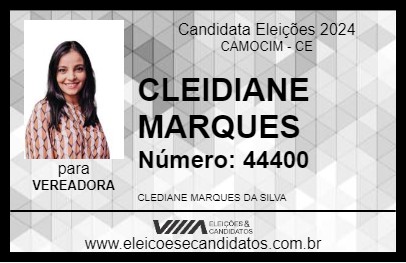 Candidato CLEIDIANE MARQUES 2024 - CAMOCIM - Eleições