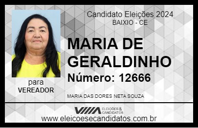 Candidato MARIA DE GERALDINHO 2024 - BAIXIO - Eleições