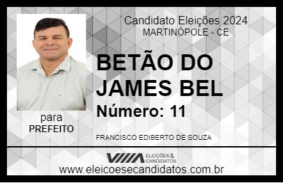 Candidato BETÃO DO JAMES BEL 2024 - MARTINÓPOLE - Eleições