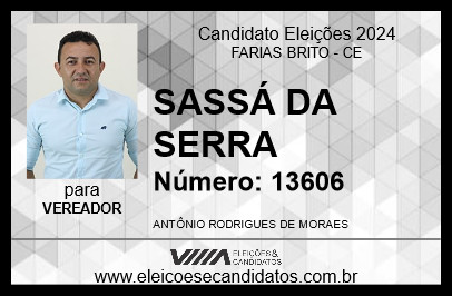 Candidato SASSÁ DA SERRA 2024 - FARIAS BRITO - Eleições