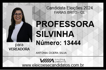 Candidato PROFESSORA SILVINHA 2024 - FARIAS BRITO - Eleições