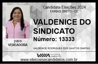 Candidato VALDENICE DO SINDICATO 2024 - FARIAS BRITO - Eleições