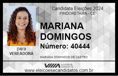 Candidato MARIANA DOMINGOS 2024 - PINDORETAMA - Eleições