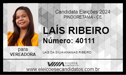 Candidato LAÍS RIBEIRO 2024 - PINDORETAMA - Eleições