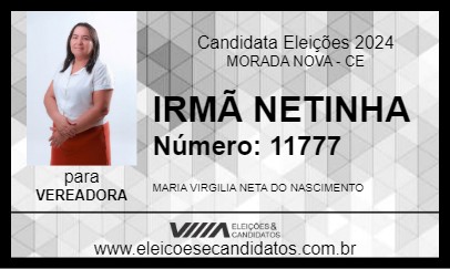 Candidato IRMÃ NETINHA 2024 - MORADA NOVA - Eleições