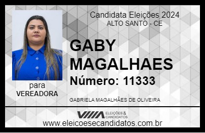 Candidato GABY MAGALHAES 2024 - ALTO SANTO - Eleições