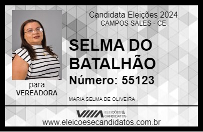 Candidato SELMA DO BATALHÃO 2024 - CAMPOS SALES - Eleições