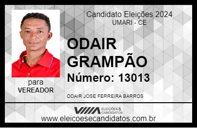 Candidato ODAIR GRAMPÃO 2024 - UMARI - Eleições