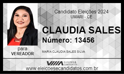 Candidato CLAUDIA SALES 2024 - UMARI - Eleições