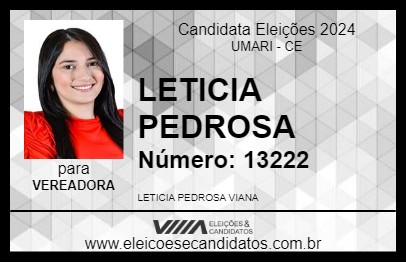 Candidato LETICIA PEDROSA 2024 - UMARI - Eleições