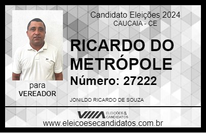 Candidato RICARDO DO METRÓPOLE 2024 - CAUCAIA - Eleições