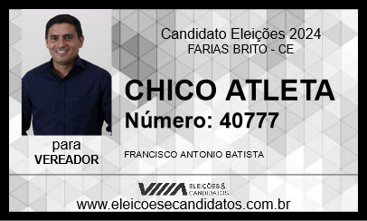 Candidato CHICO ATLETA 2024 - FARIAS BRITO - Eleições