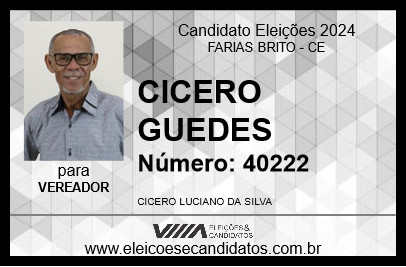 Candidato CICERO GUEDES 2024 - FARIAS BRITO - Eleições