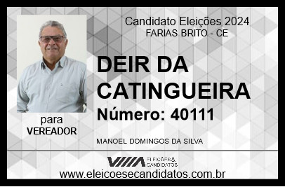 Candidato DEIR DA CATINGUEIRA 2024 - FARIAS BRITO - Eleições