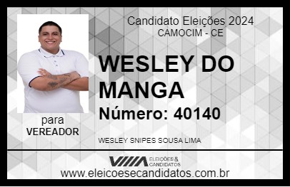 Candidato WESLEY DO MANGA 2024 - CAMOCIM - Eleições