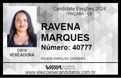 Candidato RAVENA MARQUES 2024 - ITAIÇABA - Eleições