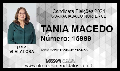 Candidato TANIA MACEDO 2024 - GUARACIABA DO NORTE - Eleições