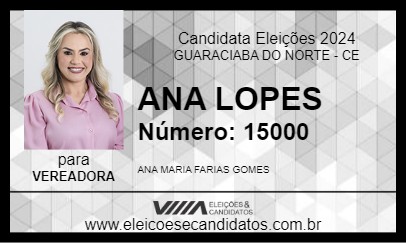 Candidato ANA LOPES 2024 - GUARACIABA DO NORTE - Eleições