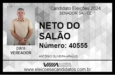 Candidato NETO DO SALÃO 2024 - SENADOR SÁ - Eleições