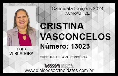 Candidato CRISTINA VASCONCELOS 2024 - ACARAÚ - Eleições