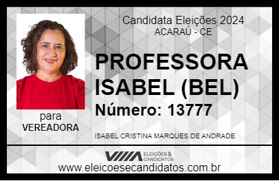 Candidato PROFESSORA ISABEL (BEL) 2024 - ACARAÚ - Eleições