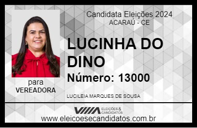 Candidato LUCINHA DO DINO 2024 - ACARAÚ - Eleições