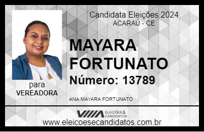 Candidato MAYARA FORTUNATO 2024 - ACARAÚ - Eleições