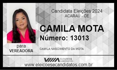 Candidato CAMILA MOTA 2024 - ACARAÚ - Eleições