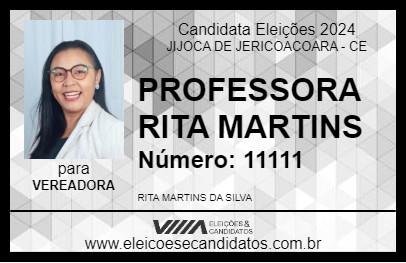 Candidato PROFESSORA RITA MARTINS 2024 - JIJOCA DE JERICOACOARA - Eleições