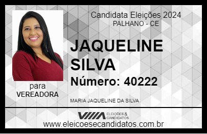 Candidato JAQUELINE DO ERMILSON 2024 - PALHANO - Eleições