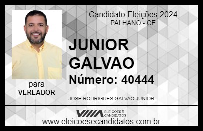 Candidato JUNIOR GALVAO 2024 - PALHANO - Eleições