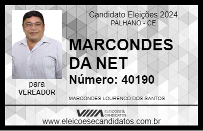 Candidato MARCONDES DA NET 2024 - PALHANO - Eleições