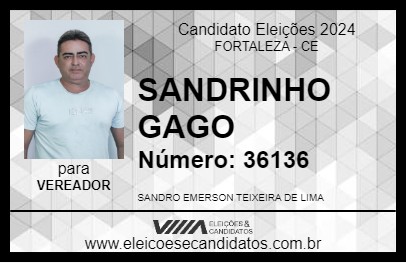 Candidato SANDRINHO GAGO 2024 - FORTALEZA - Eleições