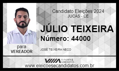 Candidato JÚLIO TEIXEIRA 2024 - JUCÁS - Eleições