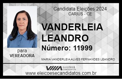 Candidato VANDERLEIA LEANDRO 2024 - CARIÚS - Eleições