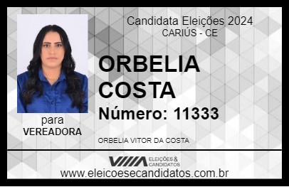 Candidato ORBELIA COSTA 2024 - CARIÚS - Eleições