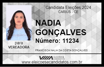 Candidato NADIA GONÇALVES 2024 - CARIÚS - Eleições