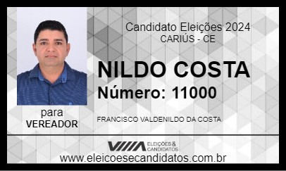 Candidato NILDO COSTA 2024 - CARIÚS - Eleições