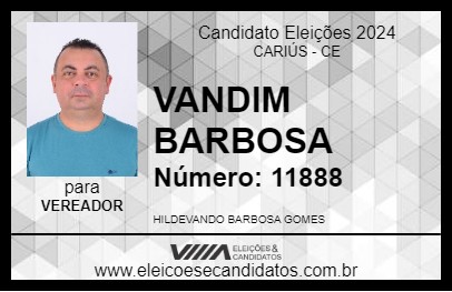 Candidato VANDIM BARBOSA 2024 - CARIÚS - Eleições