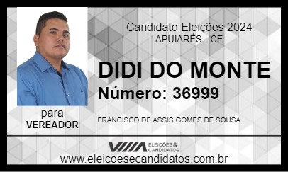 Candidato DIDI DO MONTE 2024 - APUIARÉS - Eleições